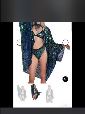 Lumi Shop Full Set with Matching Kimono - Iridescent Green